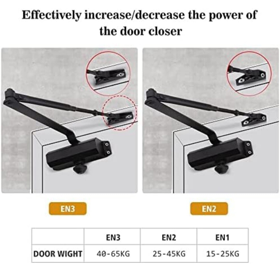 Automatic Door Closer，Adjustable Closing Speed Door Closer for 88-143 Lbs