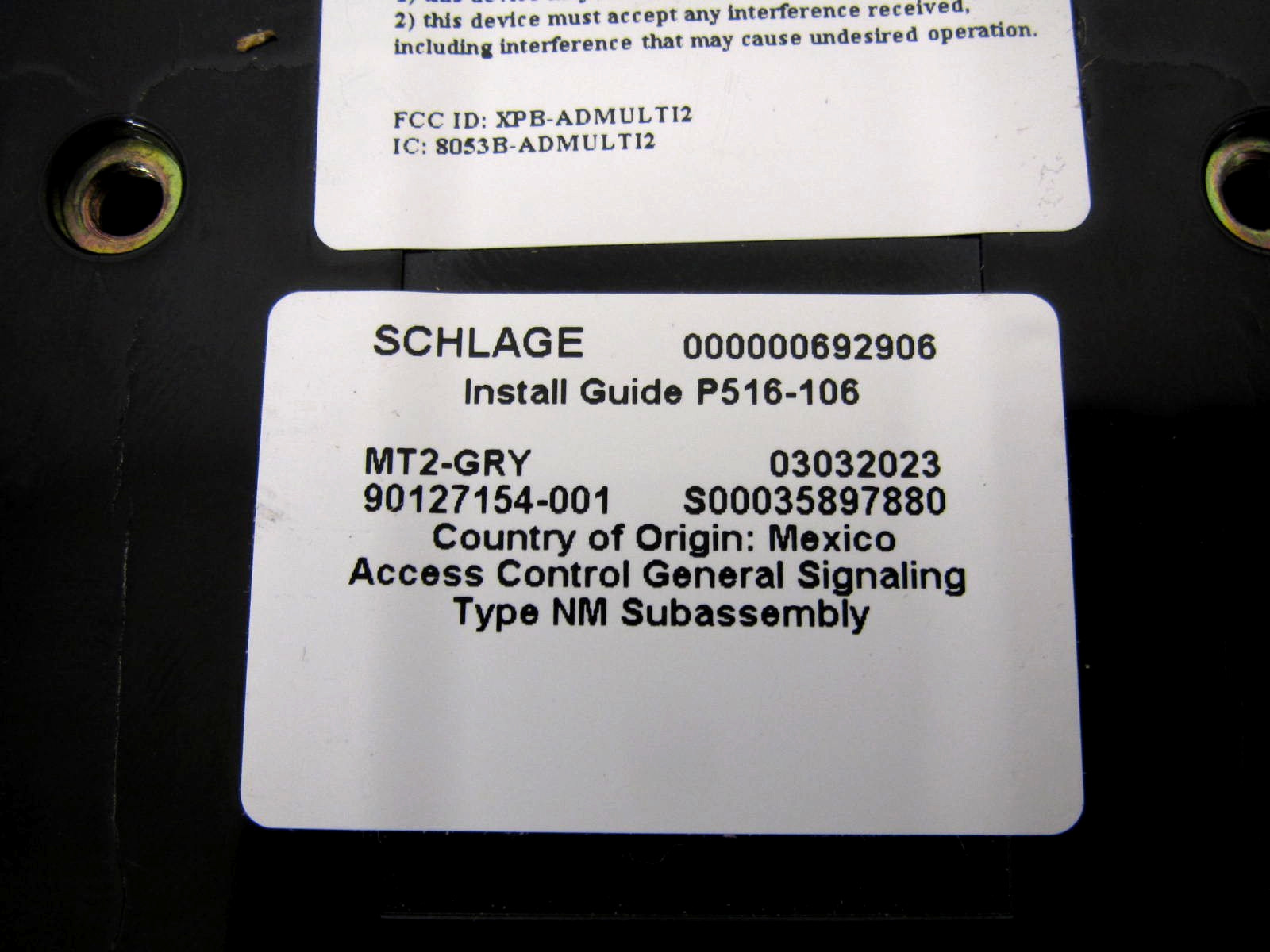 Schlage MT2-GRY Lockset Proximity / Smart Card Reader Module Used Free Shipping