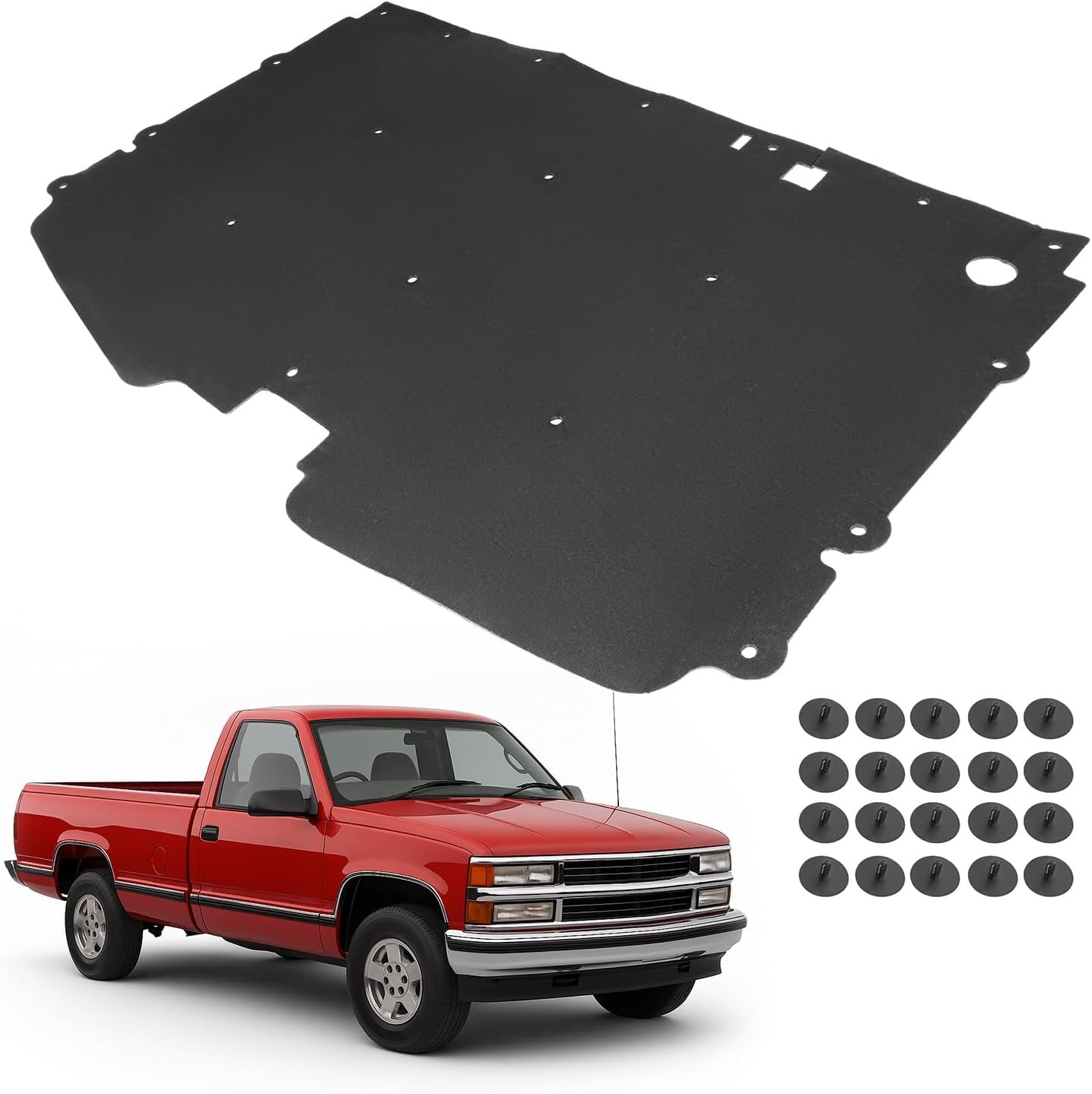 Under Hood Insulation Pad for 1988-1998 C1500 C2500 C3500 Suburban with Clips