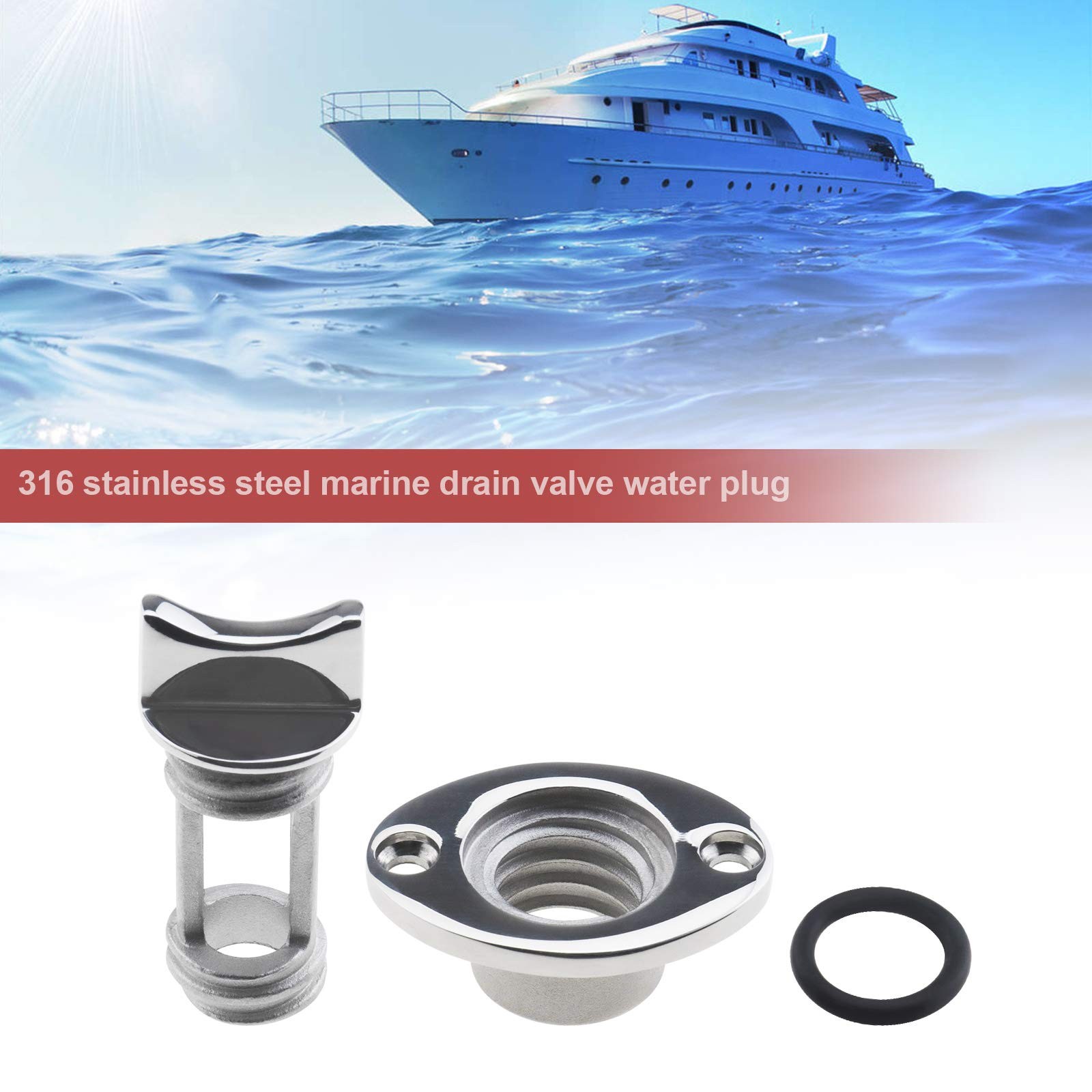 316 Stainless Steel Boat Drain Plug High Polished Garboard Bilge Silver