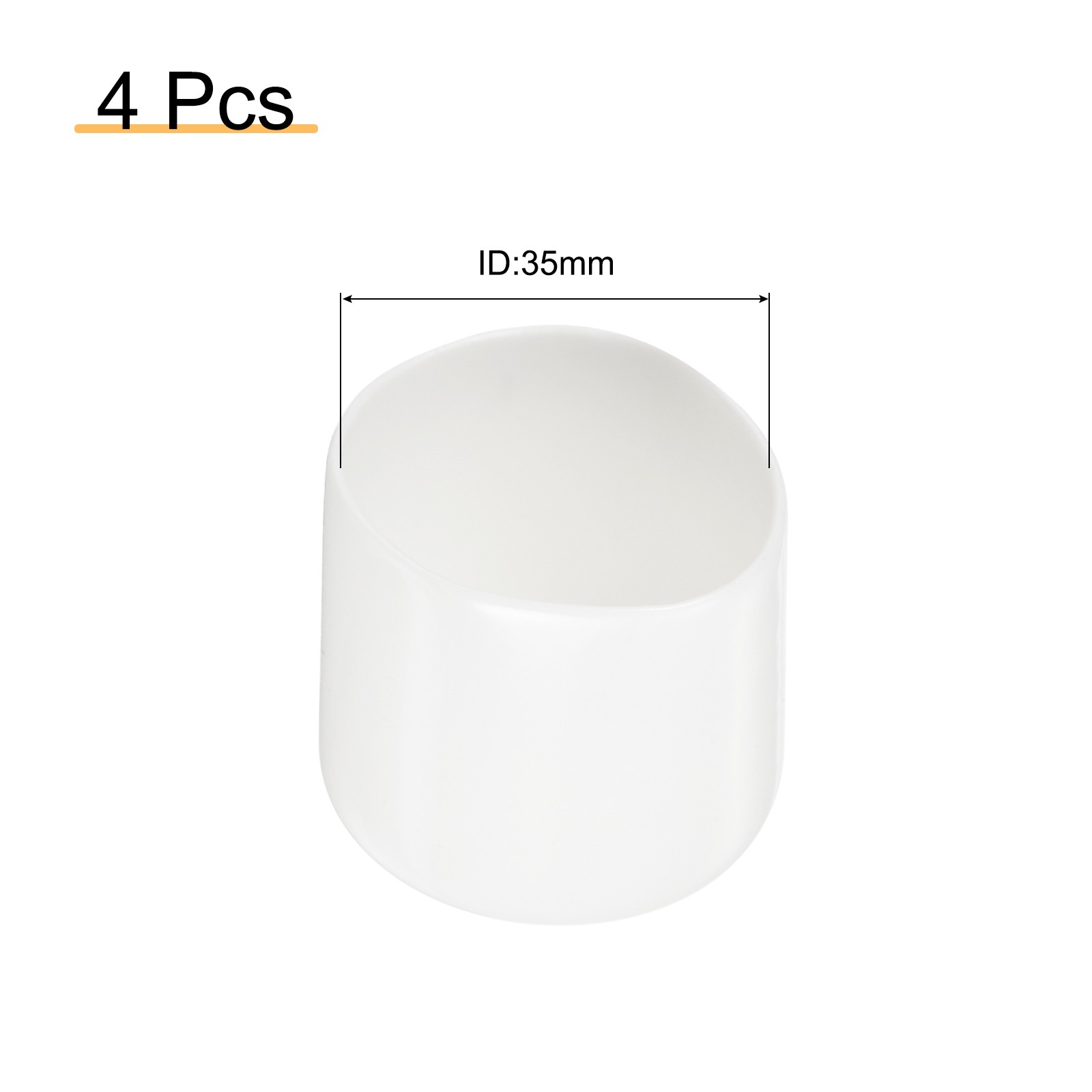 4Pcs White 35mm Rubber End Caps Round Vinyl Plug Insert Rubber Flexible