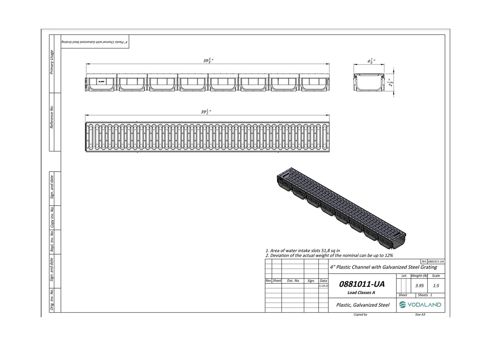 Vodaland – 4 Inch Easy 2 Premium Trench Drain Channel