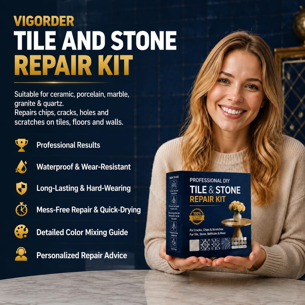 Tile Repair Kit | Ceramic Tile Repair kit for Cracks, Chips & Scratches on Ba…