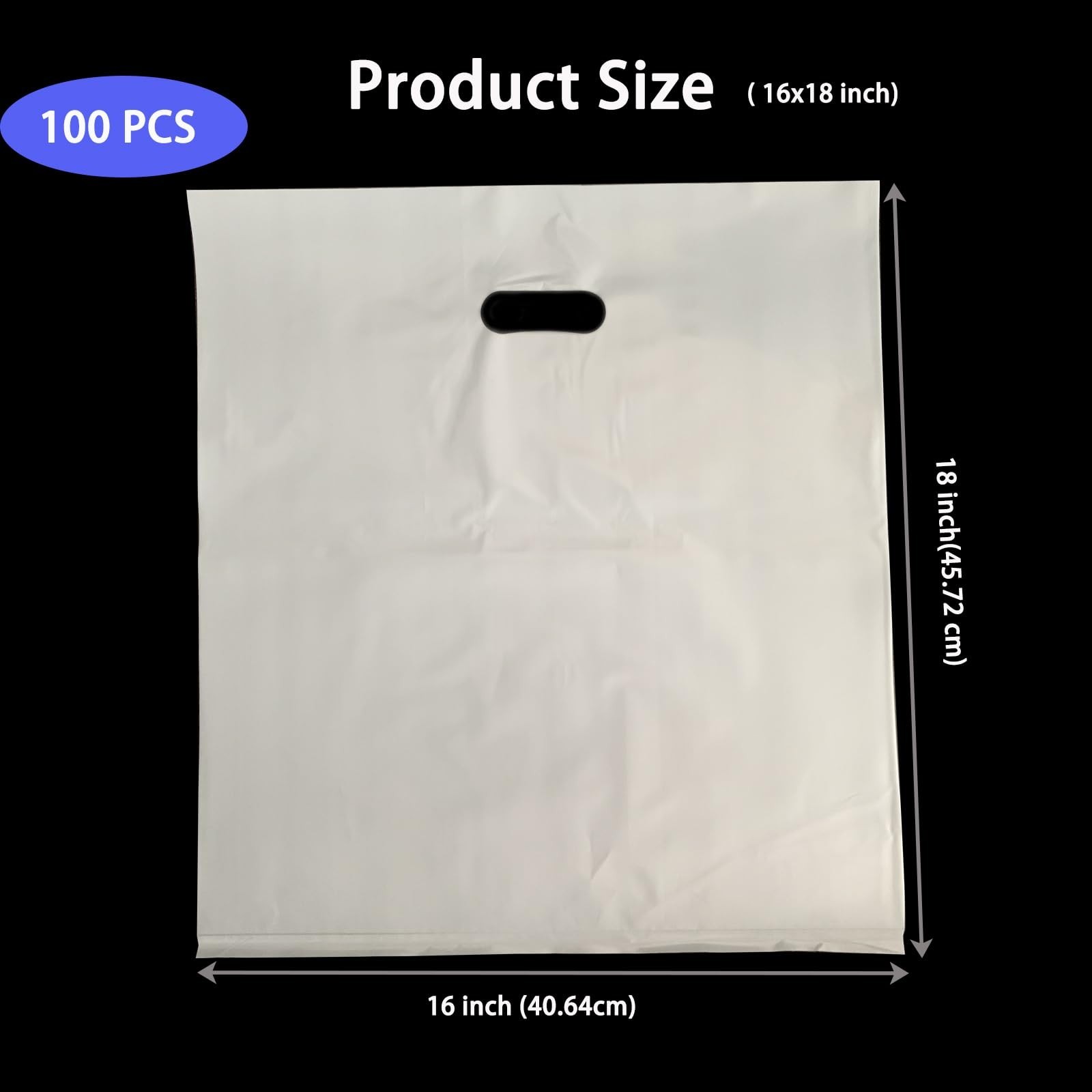 Krodtige 100 Pack 16″ x 18″x 2 Mil Thick Large White Plastic Shopping Merchan…
