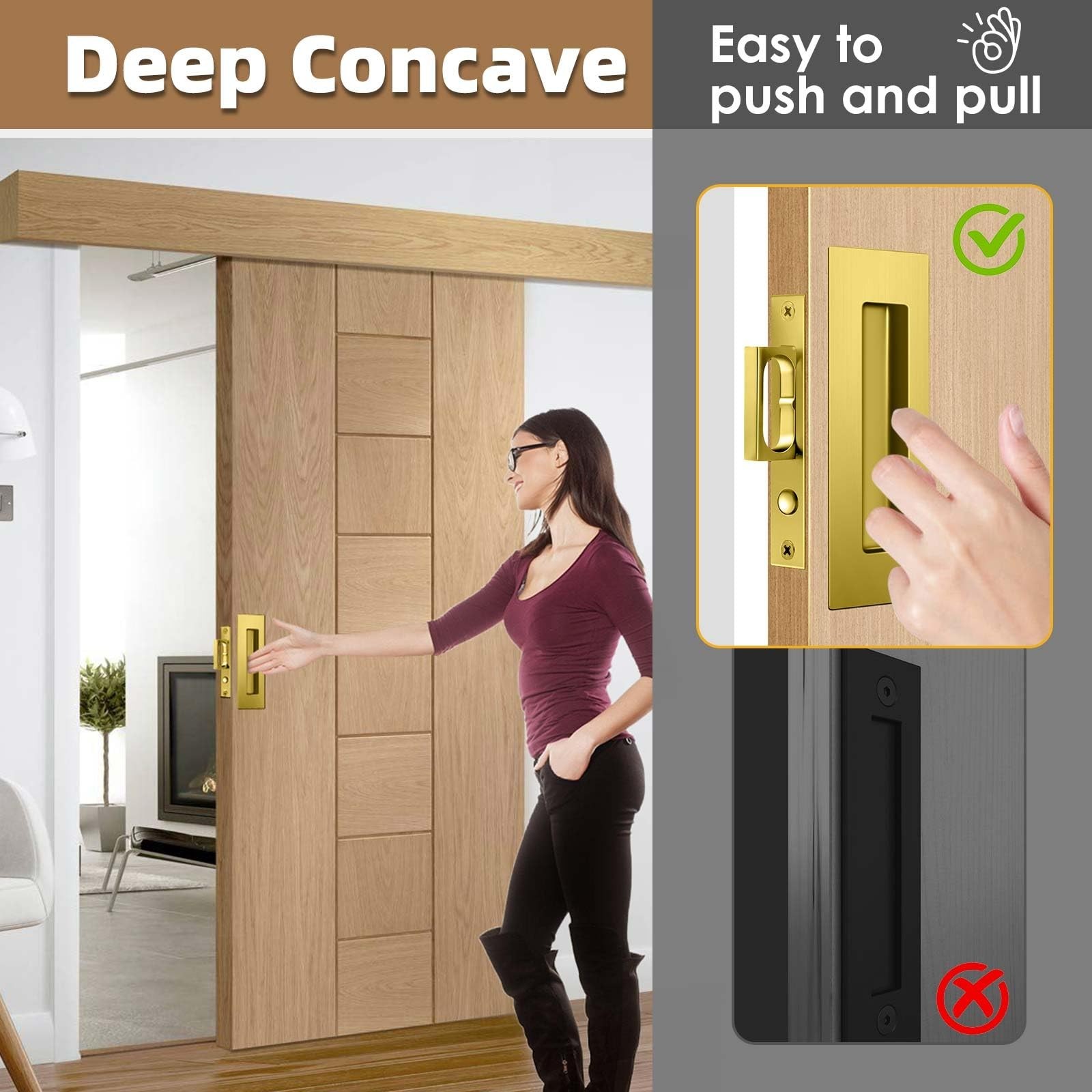 6-Inch Pocket Door Hardware Set – Complete 304 Stainless Steel Kit with Pop-O…