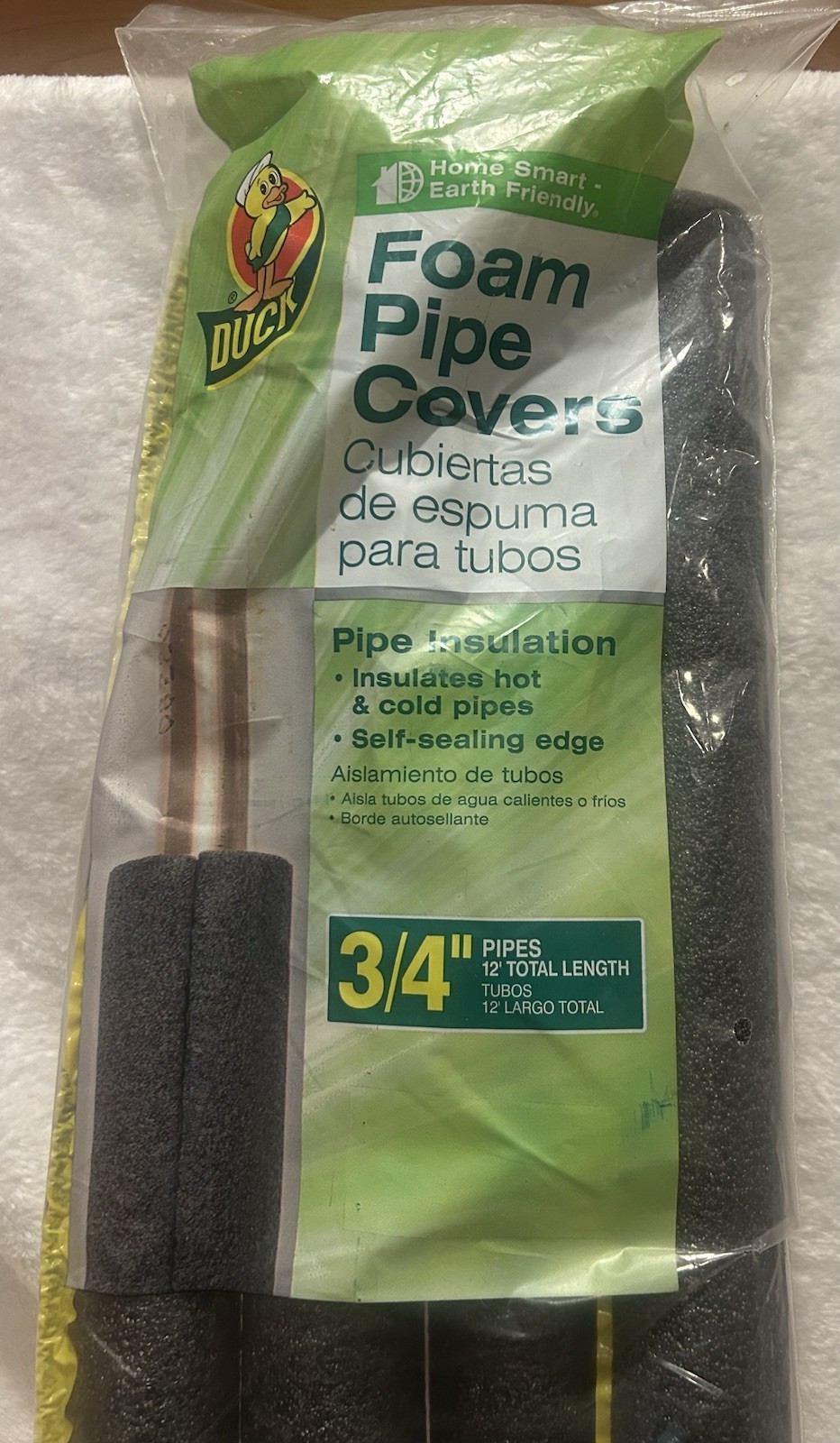 NEW Duck Versatile (4) Insulating Foam Pipe Covers 0.75 x 3ft Hot & Cold Pipes