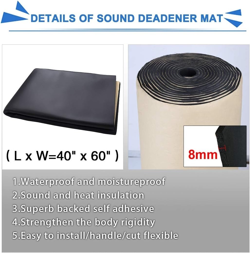 315mil 8mm 16.36sqft Car Heat Insulation Foam Sound Deadening Mat Self-Adhesive