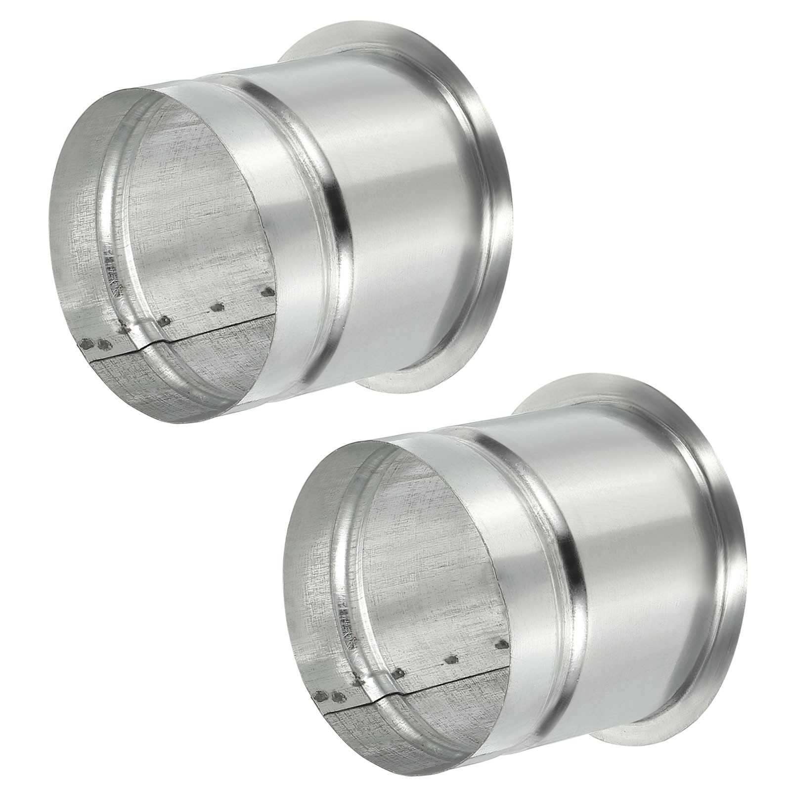 2 Pcs 3 Inch Round Galvanized Steel Duct Connector Flange, Silver Tone
