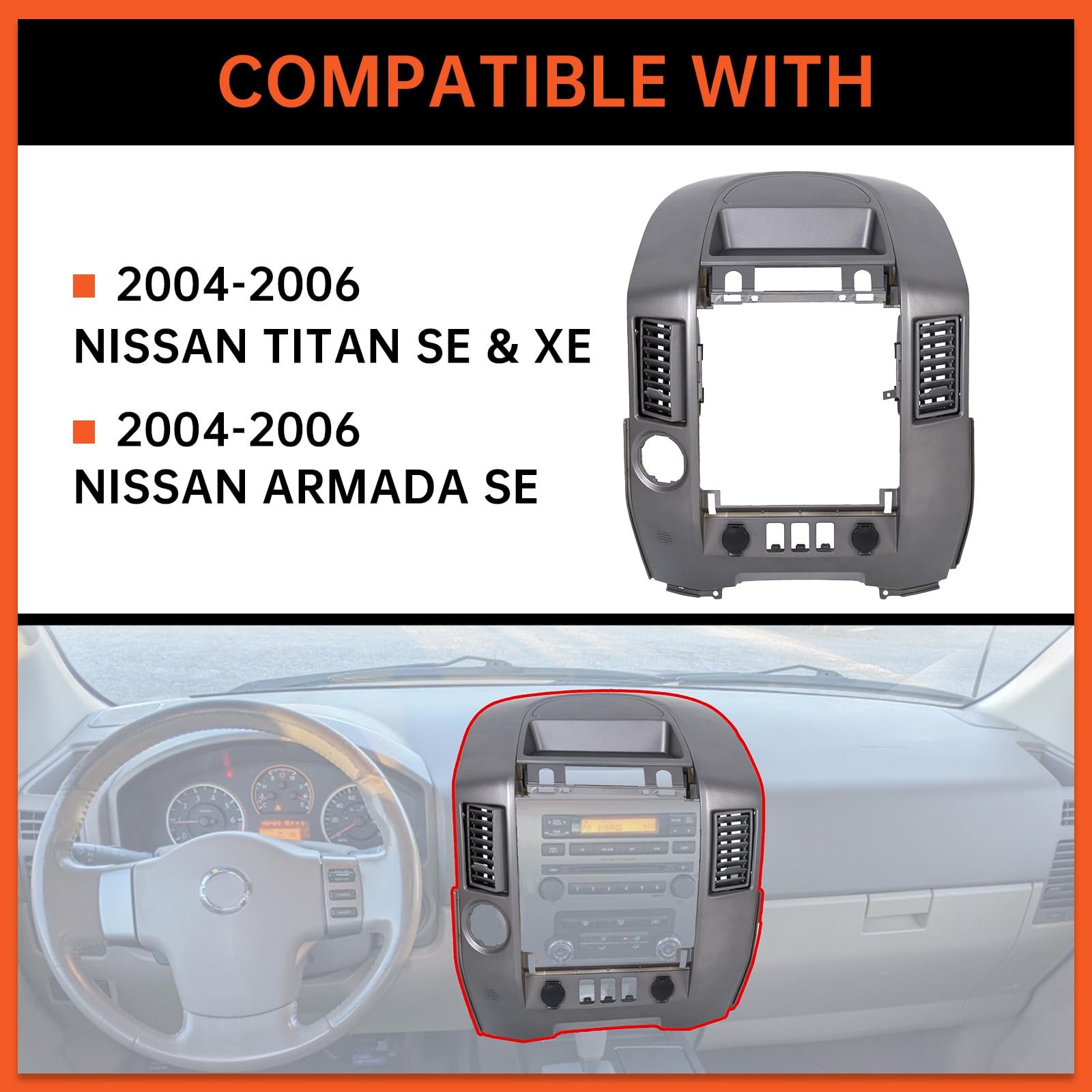 ECOTRIC Center Dash Instrument Panel Lid Compatible with 2004 Silver Gray