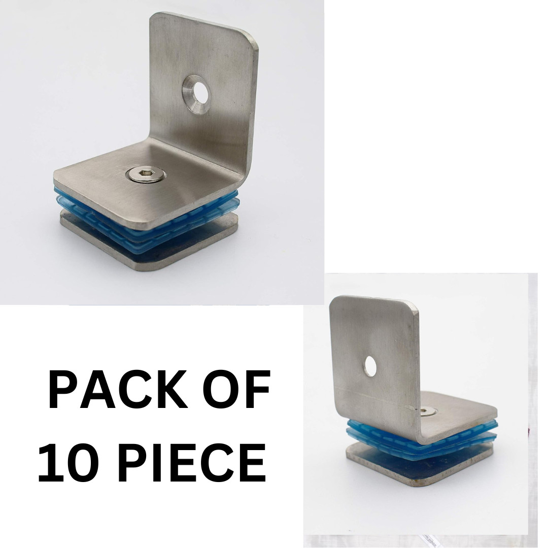 Stainless Steel L Connector Glass Code Xolo 90% Wall to Glass 3mm 10piece 1 Pack