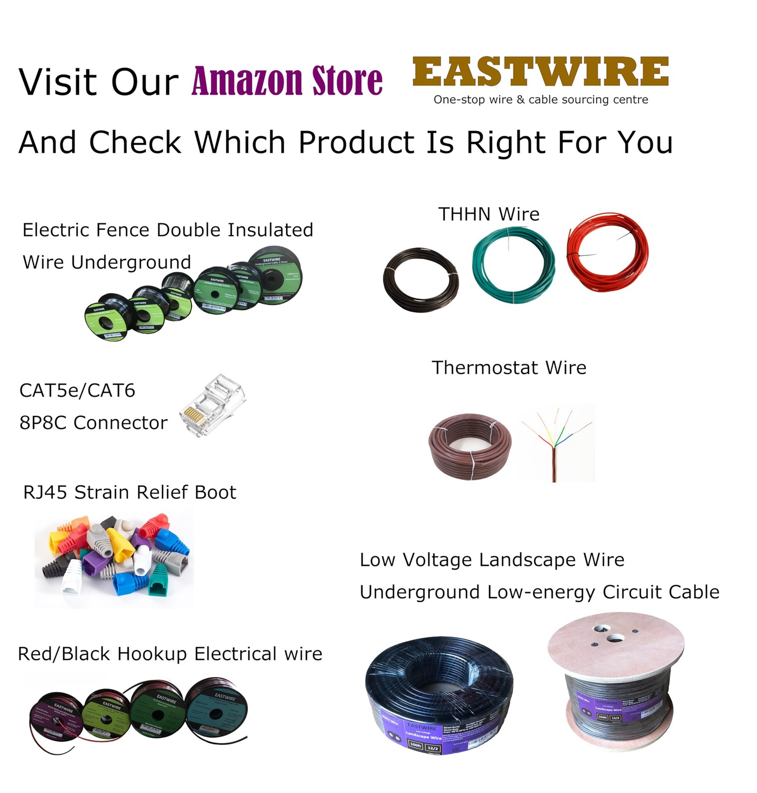 Eastwire 18/8 50Ft Thermostat Wire Solid Copper Wire 18 Gauge Conductor Etl