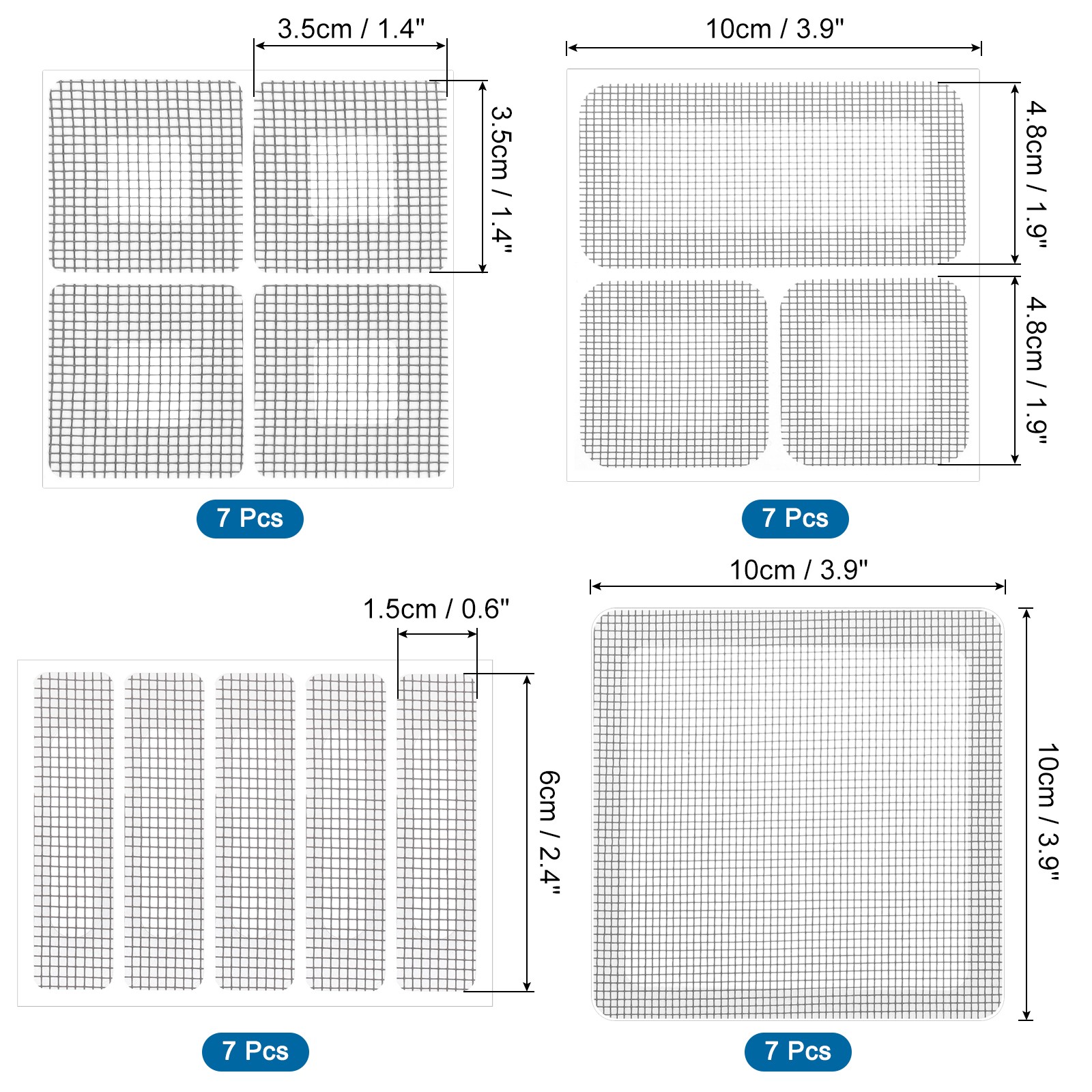 28Pcs 4 Styles Fiberglass Window Screen Repair Kit, Grey