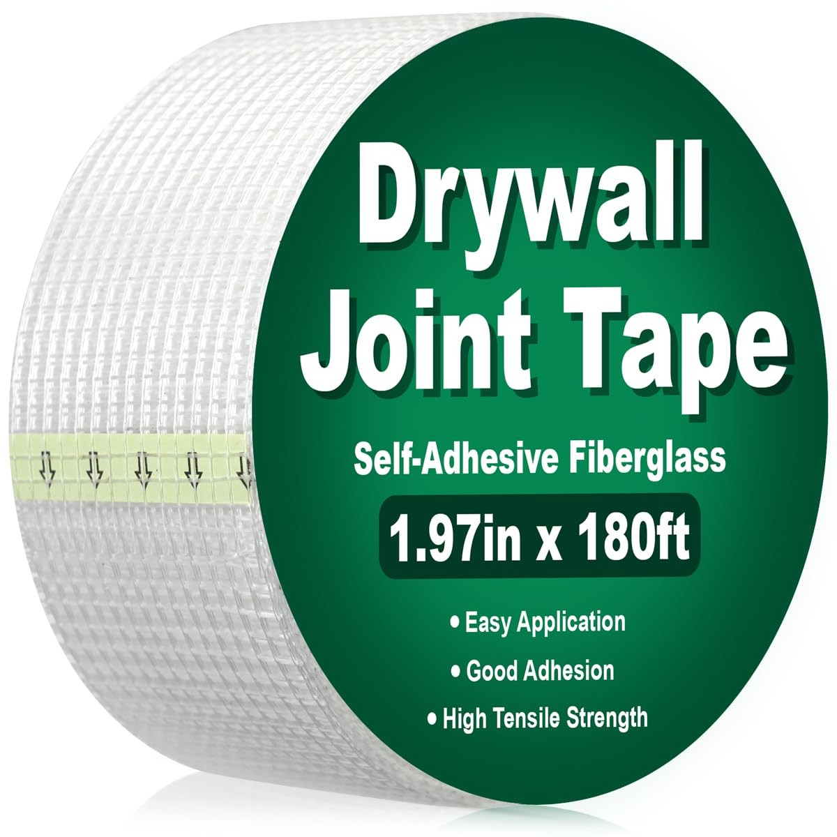 Drywall Joint Tape 1.97IN X 180 FT, Heavy-Duty Self-Adhesive Fiberglass Mesh Tap