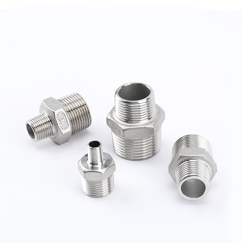 Male to Male 304 Stainless Steel Reducing Adaptors Hex Nipples Pipe Fittings new