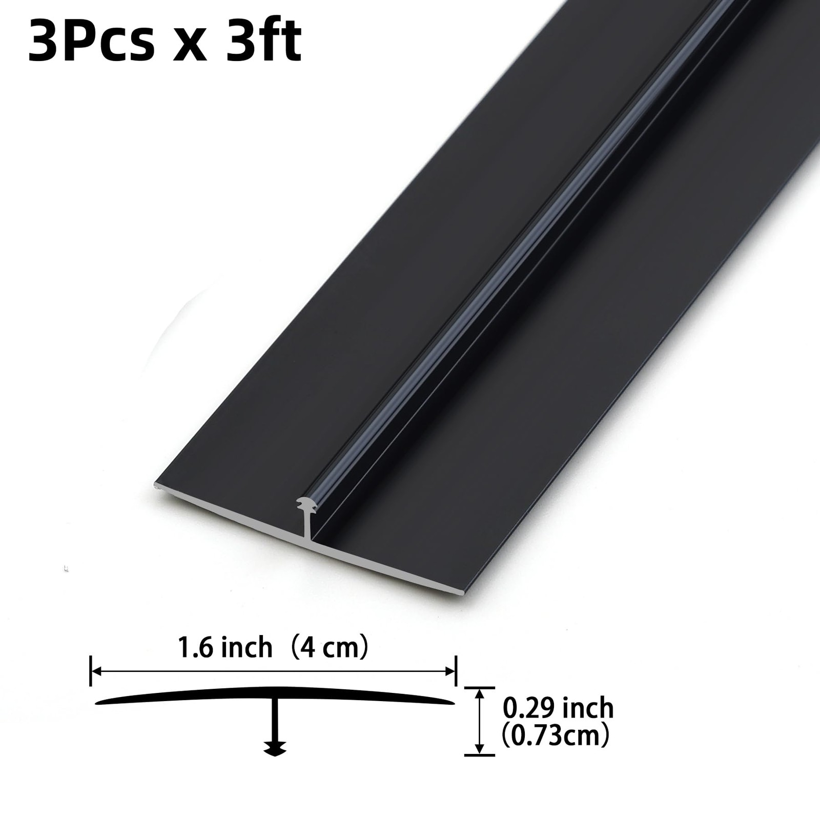 Gaahing Aluminum T Molding Floor Transition 3pcs x 35.4 x 1.6in, Matte Black
