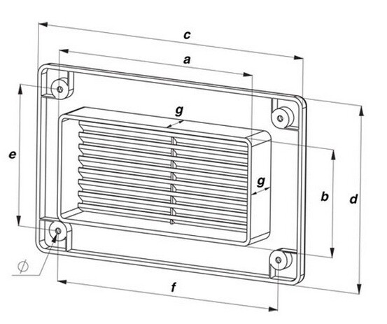 Rectangular Duct Closure 204mm x 60mm Hydroponic Cover Aeration Grill