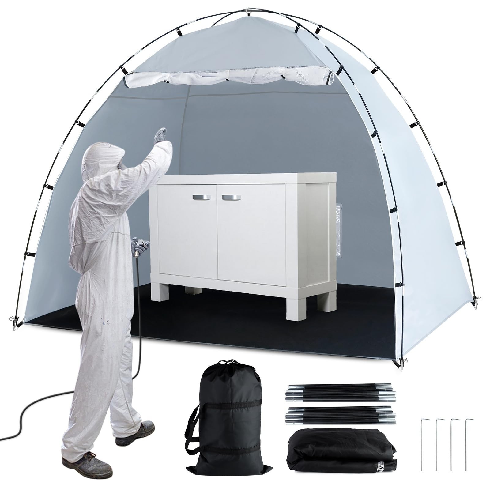 Portable Paint Booth Tent, Siebwin Large 8(L) x6(W) x6(H) ft Spray Paint Tent…