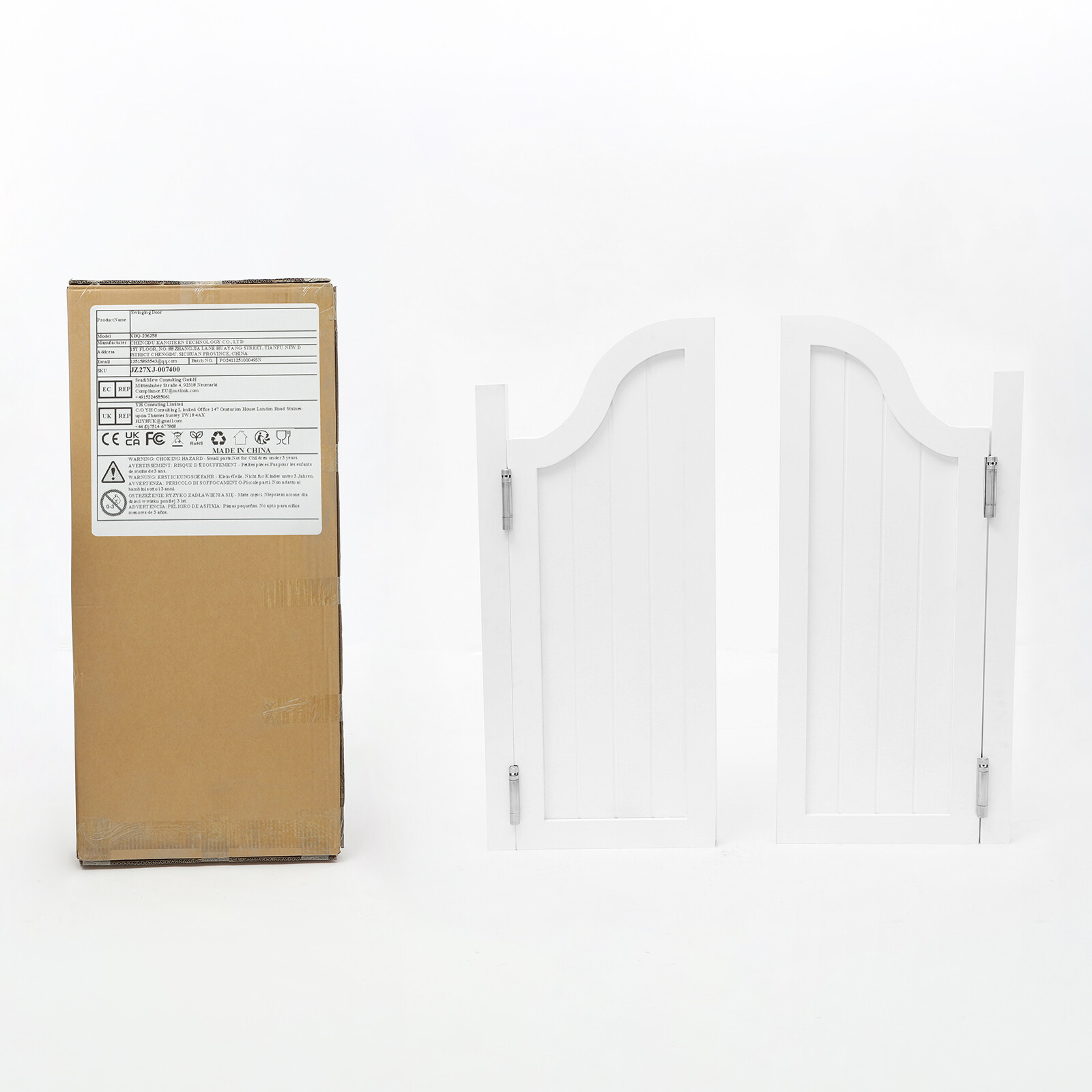 Pine Wood 2-Panel Partition Door White 80 × 90 cm 180° Hinges
