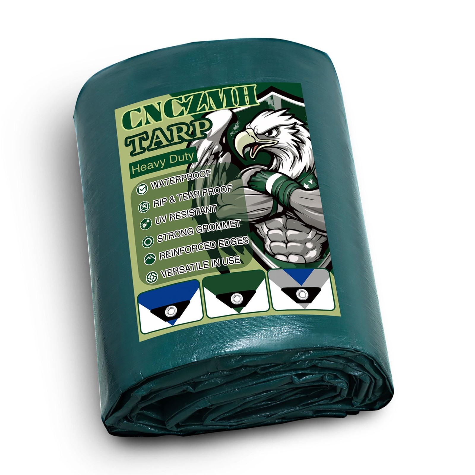 Heavy Duty Tarp Waterproof 12×20 Feet, 16 Mil Thick Green Poly Tarps, Grommet…