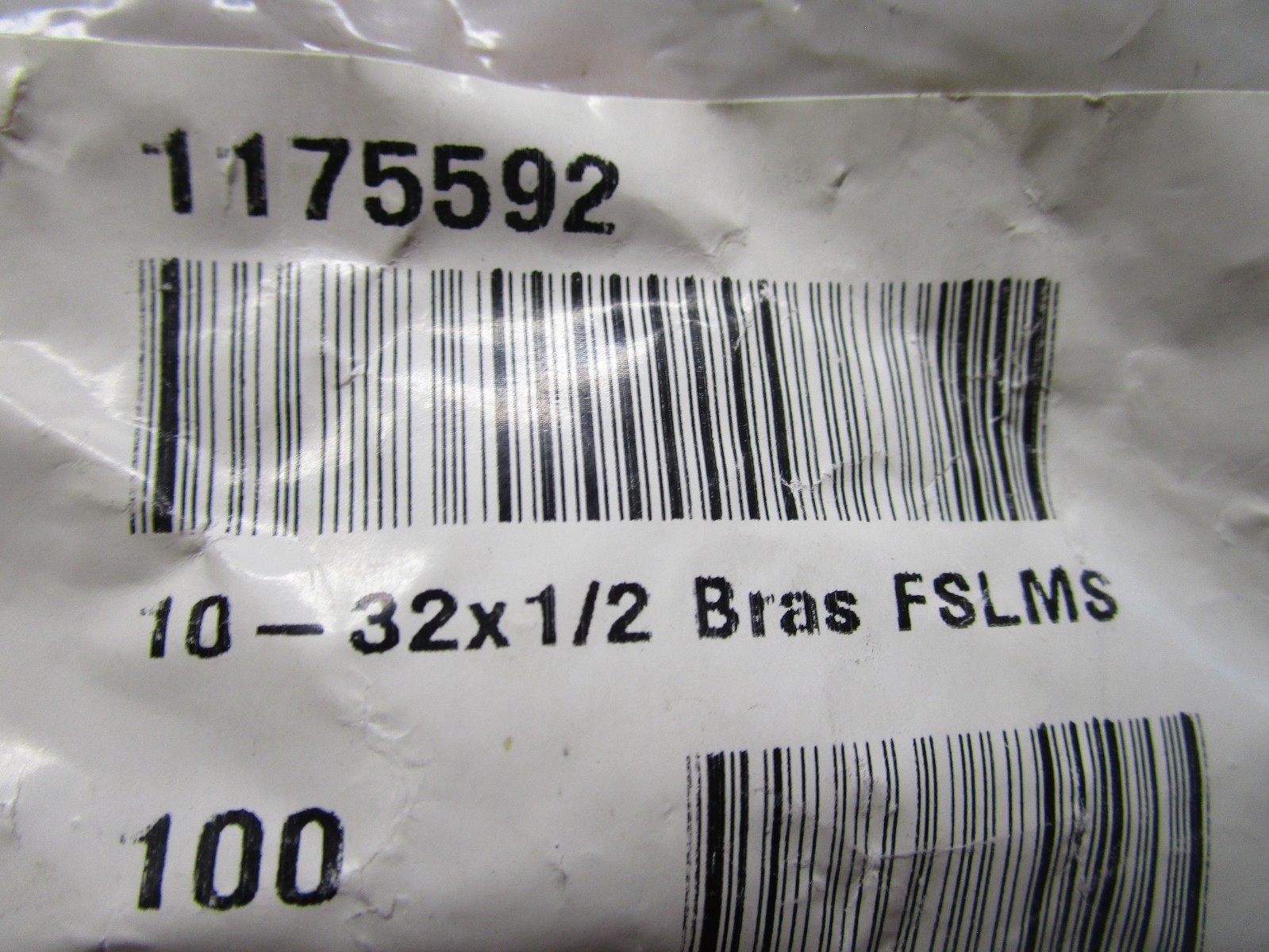 #10-32 x 1/2″ Slotted Drive Flat Head Brass Machine Screw QTY 100