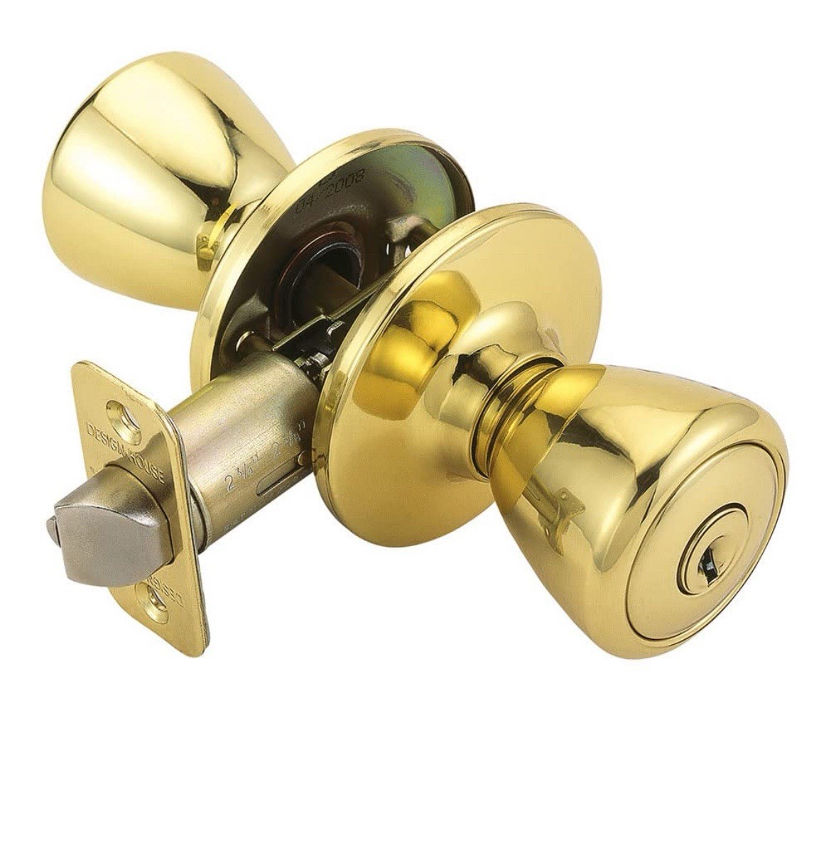 Design House Tulip Keyed Brass Entry Door Knob in Polished Bras 728295