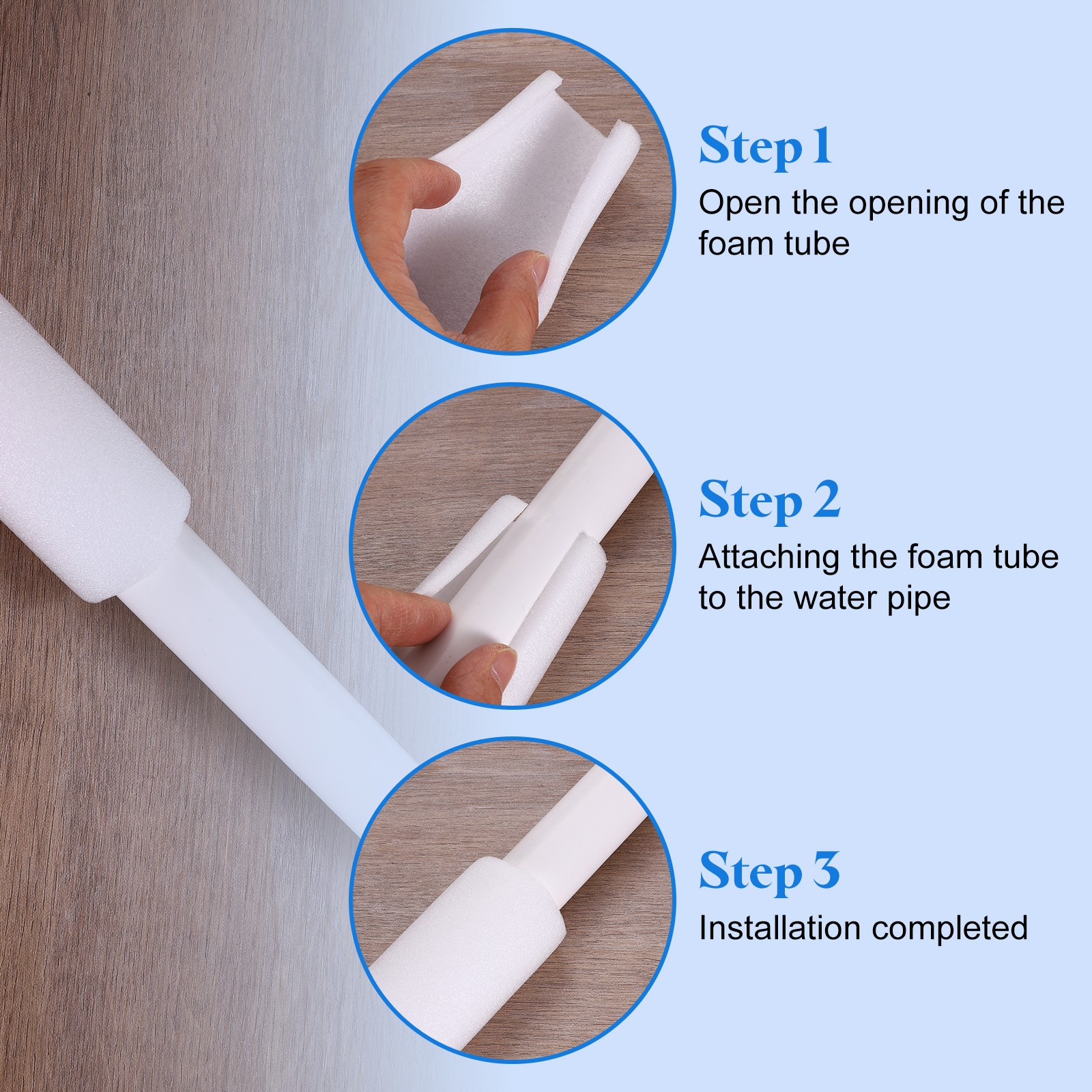 5 Pcs 0.59 Inch 3.3 Feet Pipe Insulation Foam Tube OD 1.02″