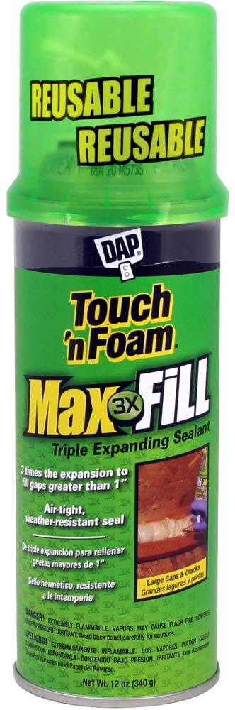 Touch n Foam MaxFill 12Oz Expanding Sealant Weather Resistant Indoor Outdoor Use