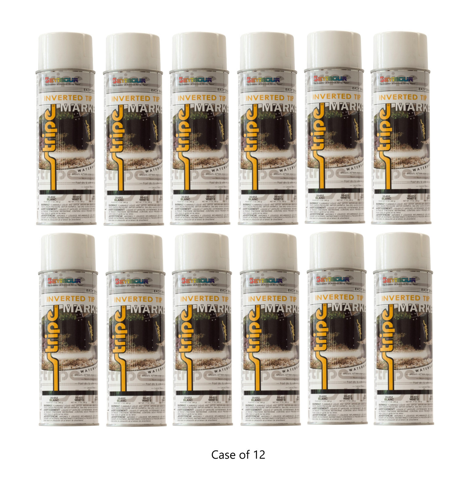 Seymour White Marking Paint (12 x 17oz Cans) SAFE For Grass Meets APWA Standards