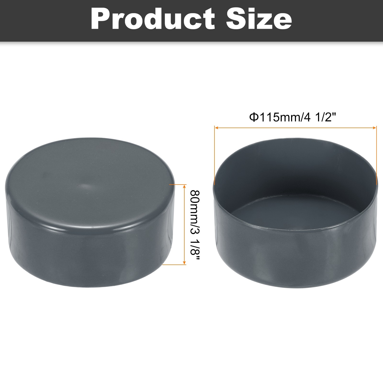 115mm (4 1/2″) ID Rubber End Caps Pipe & Fence Post Protectors Deep Gray