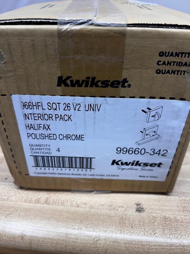 4 Pack Kwikset Halifax Interior Pack Polished Chrome Square Lever 99660-342 NEW