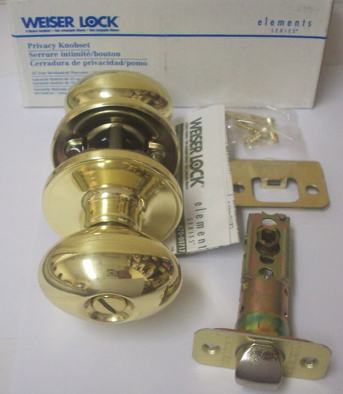 Weiser AC330C3 Carlisle Bright Brass Privacy Door Knobs