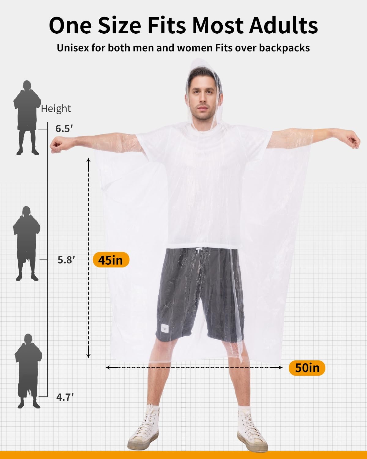 24-Pack Disposable Rain Ponchos for Adults – Extra Long Waterproof Emergency w/
