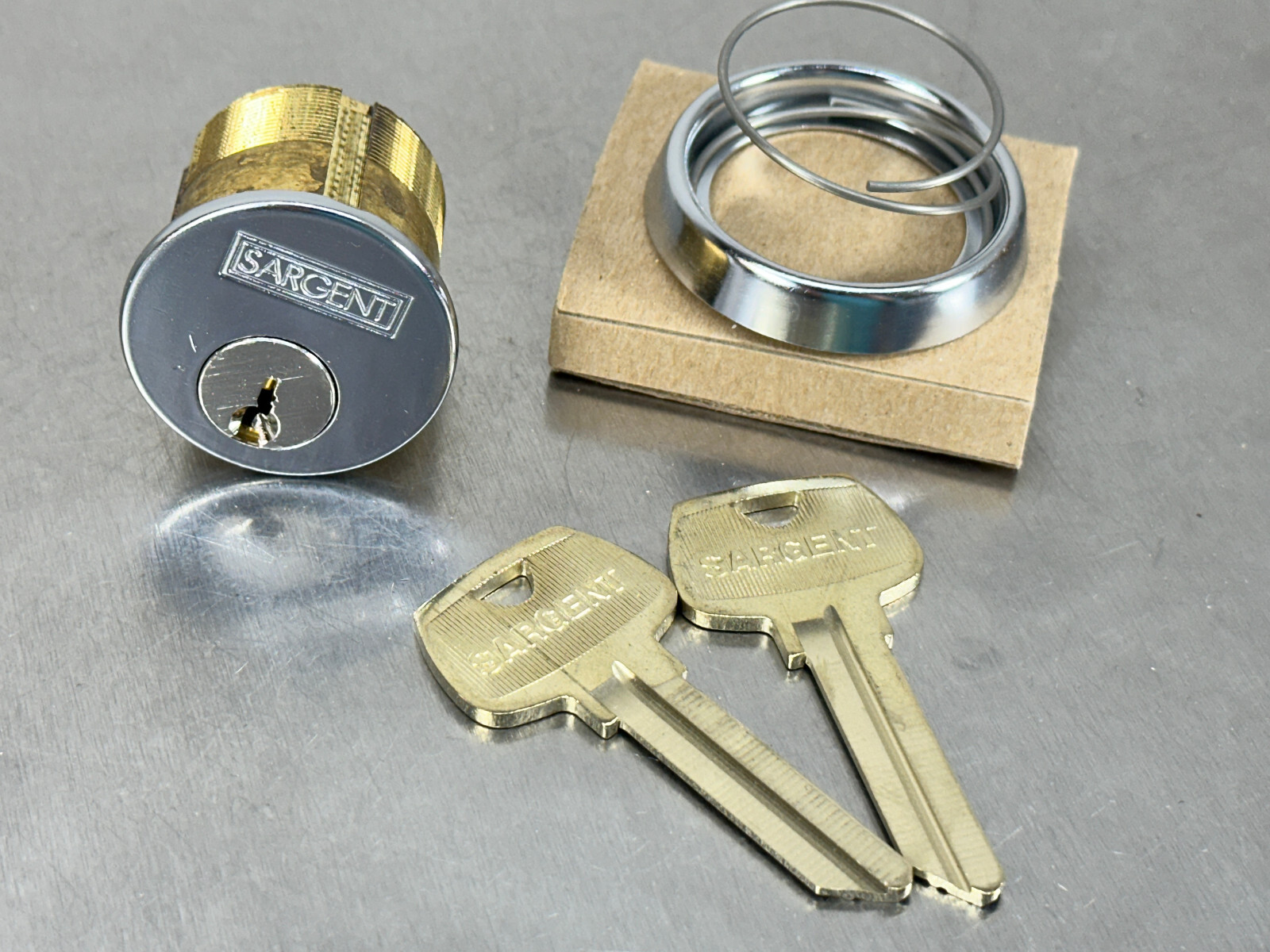 Sargent Mortise Cylinder Set 41 RA Stainless w/ 2 Keys