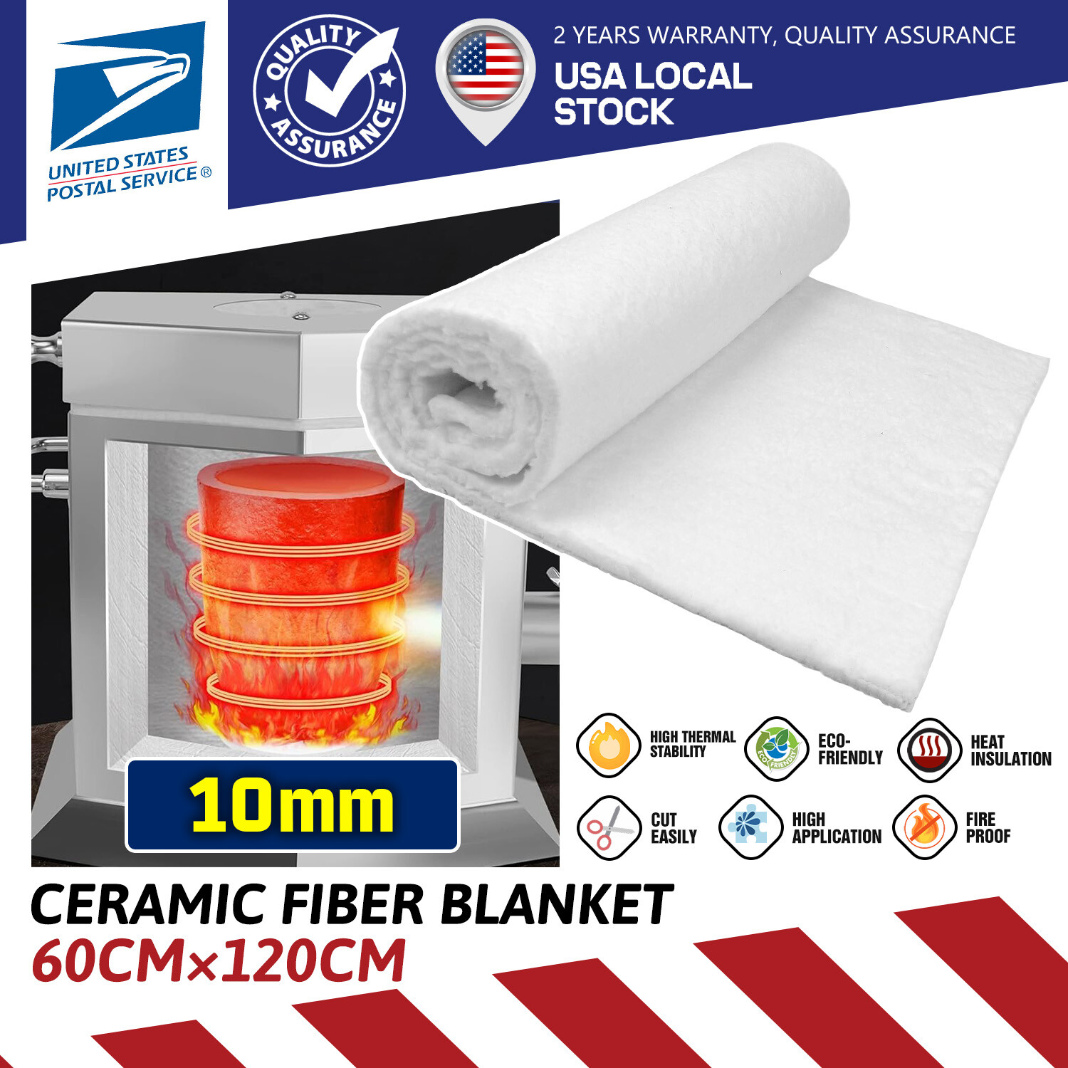 1Pc 10mm white High Density Ceramic Fiber Insulation Blanket for Chimney,Forge