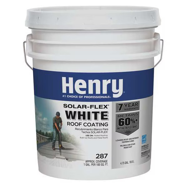 Henry Protective Roof Coating, 4.75 gal, Pail, White HE287SF018 Henry HE287SF018