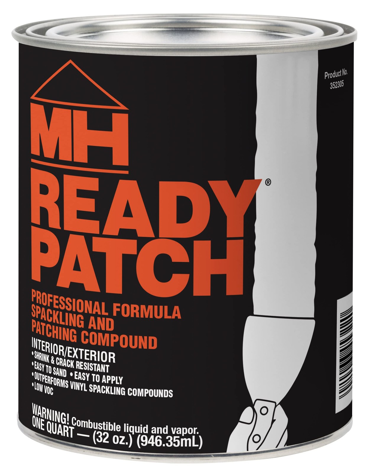 Zinsser MH Ready Patch Low VOC Spackling Compound, Quart, Off White