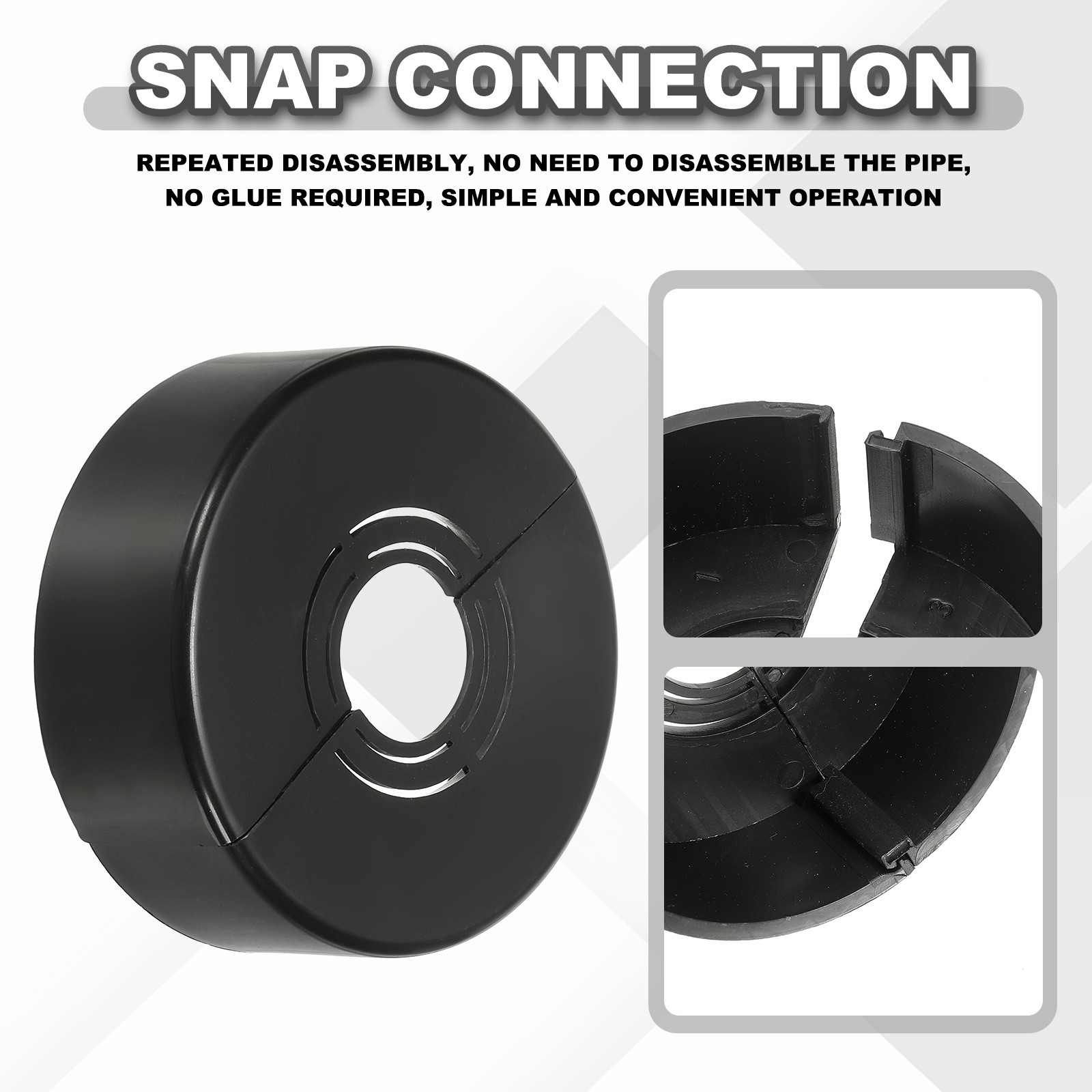 6pcs Wall Split Flange 0.98″ Plastic Round Split Flange Pipe Cover, Black