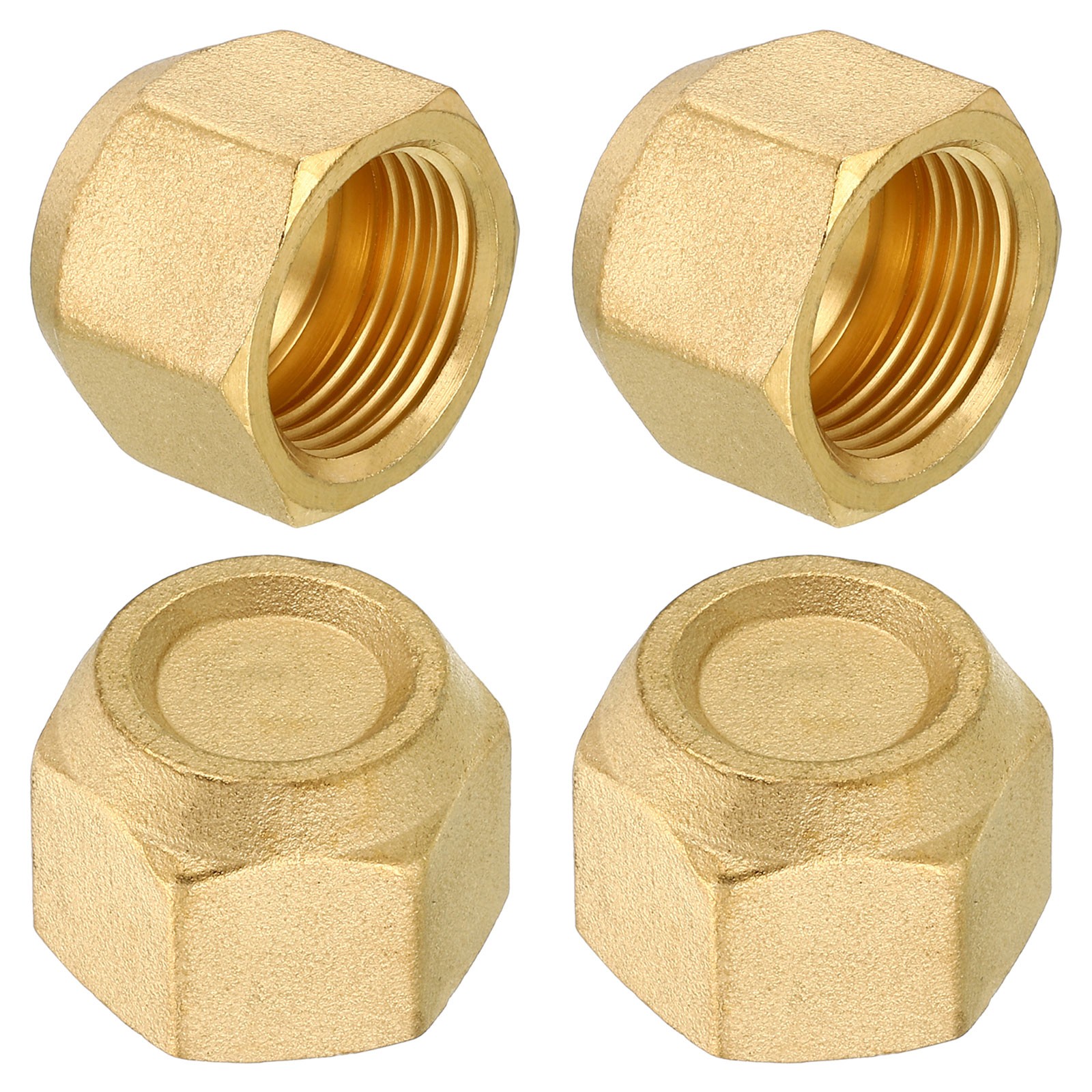 4Pcs 5/8″ Brass Flare Cap, 7/8-14UNF Female Thread SAE Flare Pipe Fitting