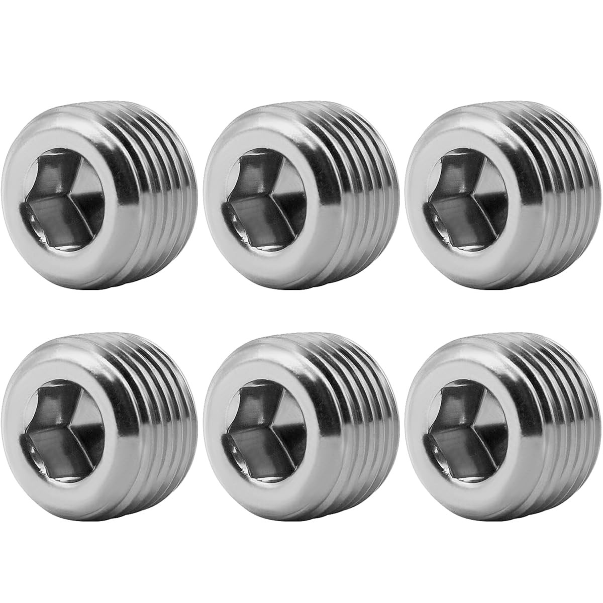 JoyTube 1/8″ NPT Pipe Plug Male Thread Stainless Steel 1/8 Inch, Silver