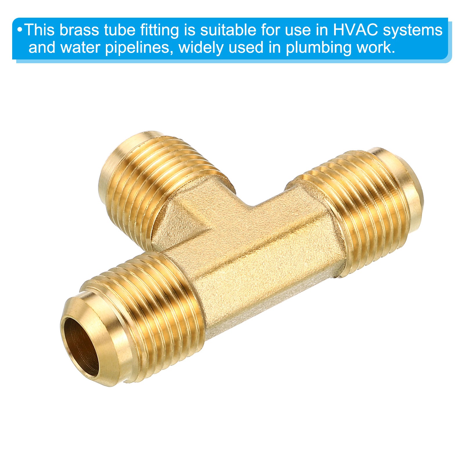 3/8″ x 3/8″ x 3/8″ Brass Fitting, Flare Tee Tube Fitting