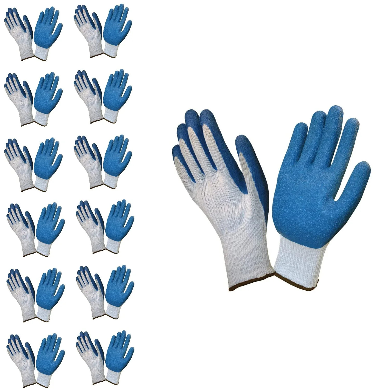 Cordova Cor-Grip III Gloves, 10-Gauge, Gray Poly/Cotton Shell, Blue Latex Palm C