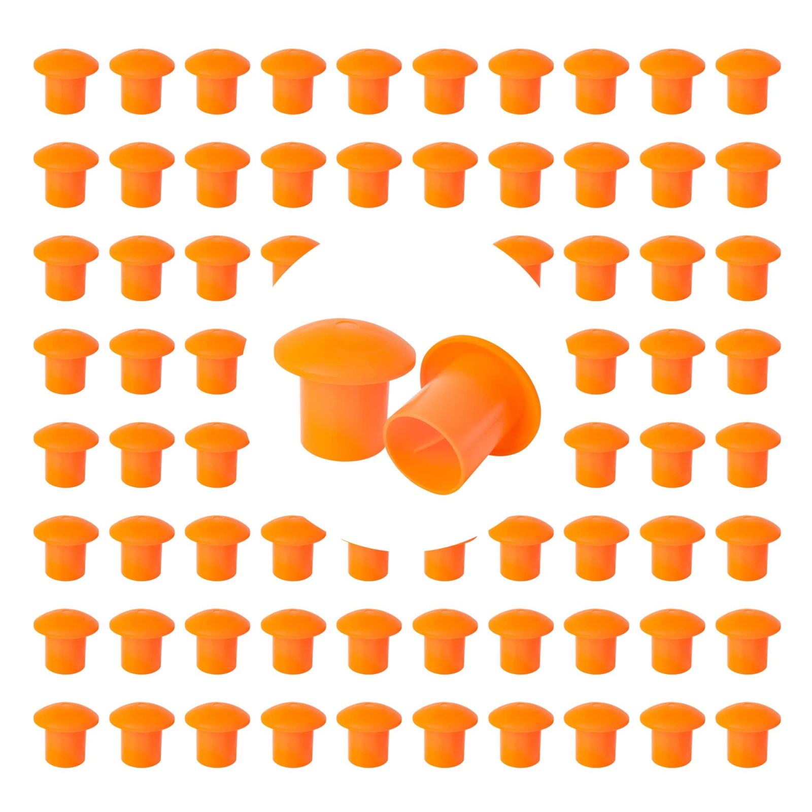 80 Pcs Rebar Caps, Mushroom Safety Cap, Orange Plastic Rebars
