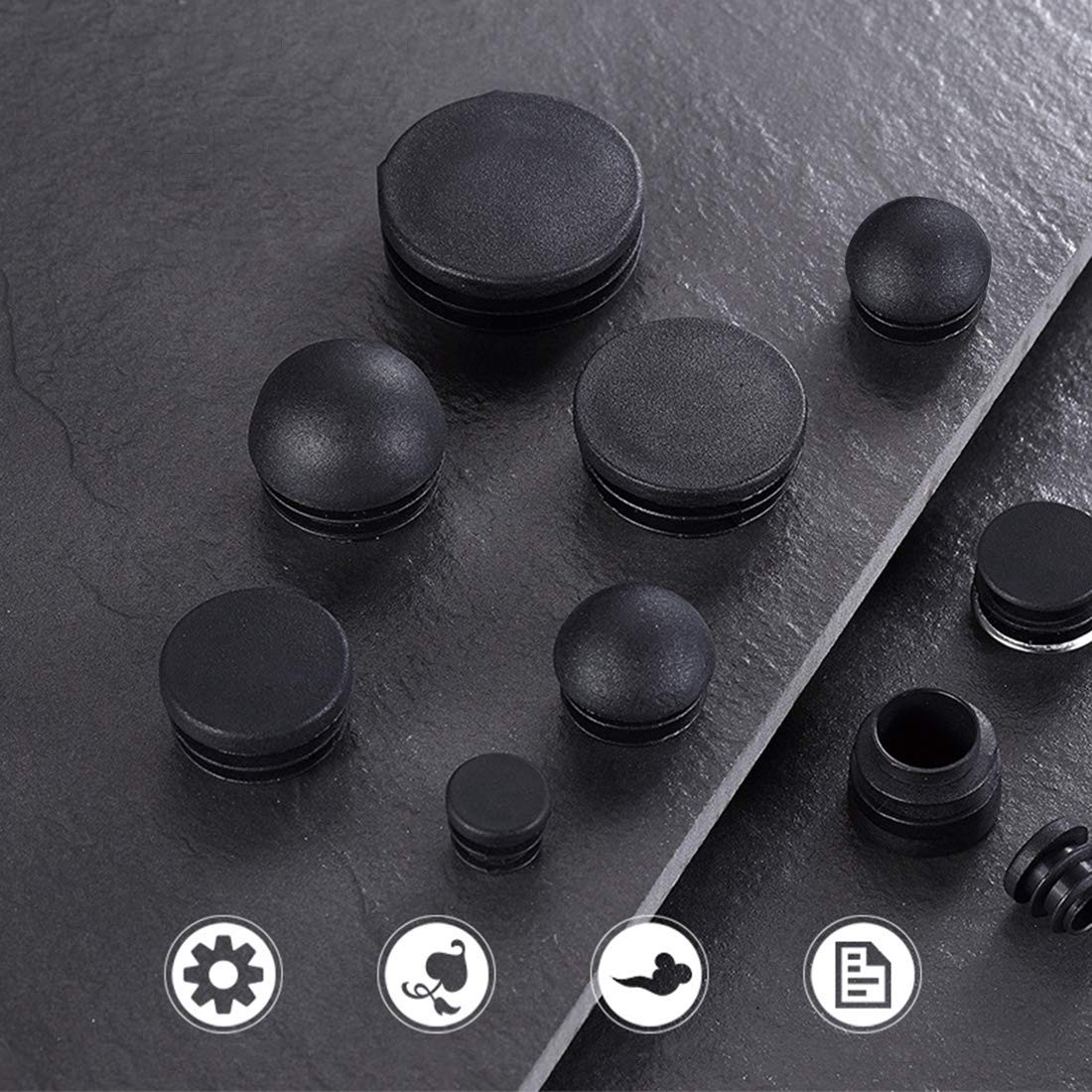 Suiwotin 4PCS 76mm (3 Inch) Round Plastic Plug, Black 76 x 76, 4 Pack