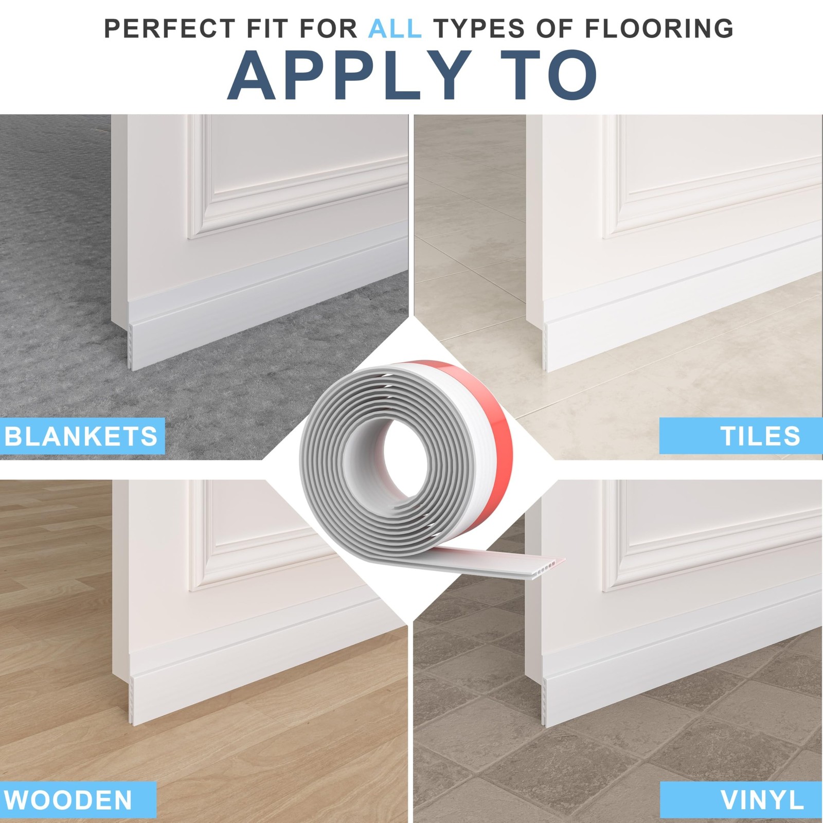 SYIPO 2 Pack Under Door Draft Stopper, 39″ Premium Door Sweep Seal Strip Door…
