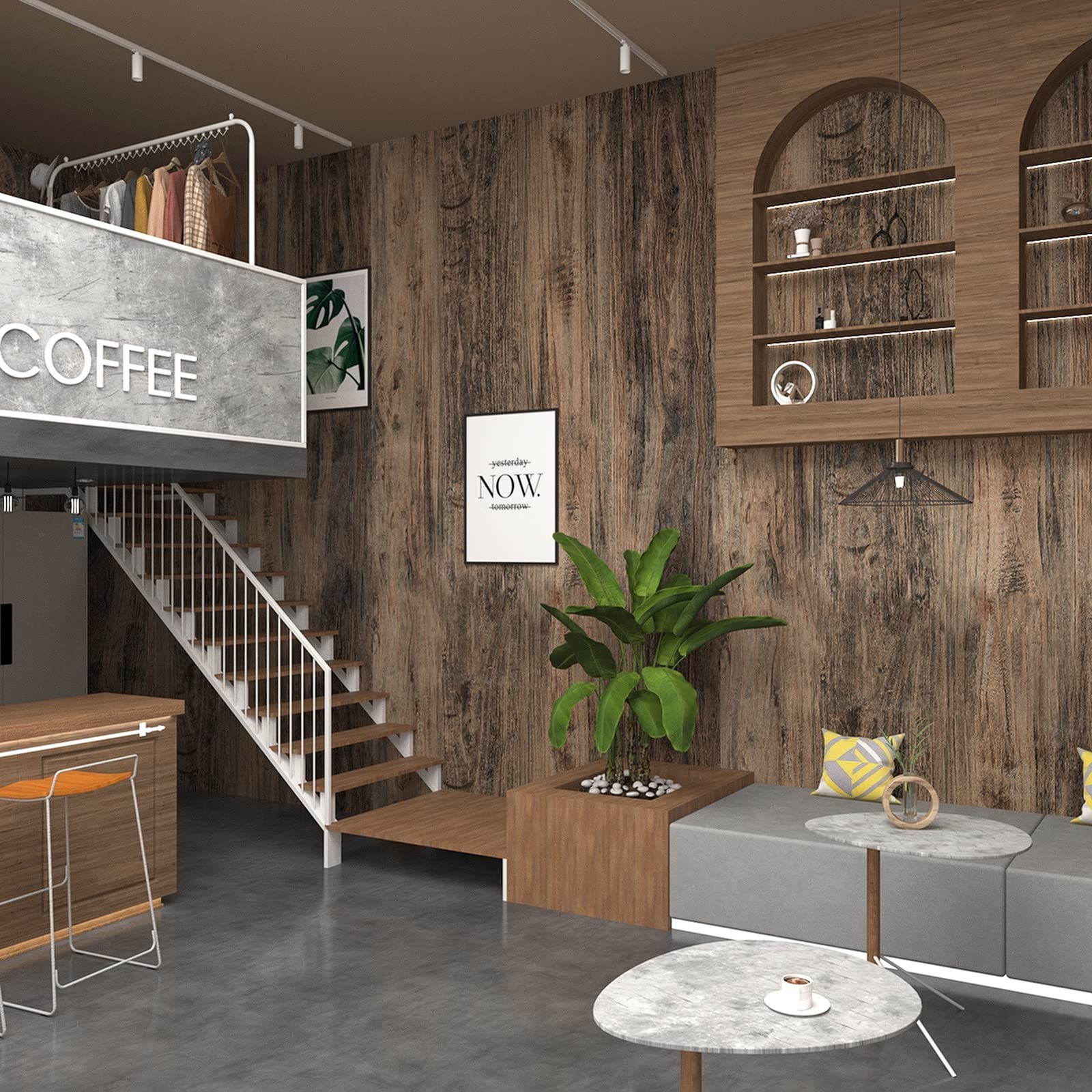3yecao 24″×354″ Wide Thick Brown Grey Wood Wallpaper Peel and Stick Faux Ru