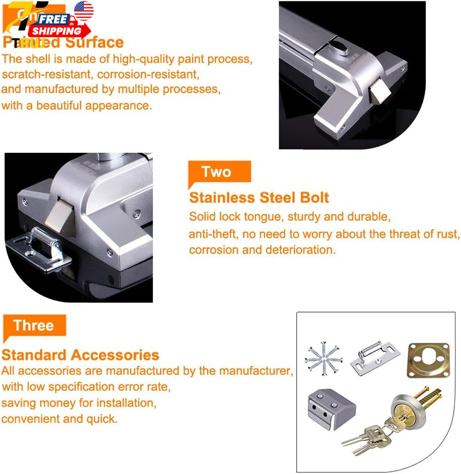 Controls Push Bar Panic Exit Device Aluminum with Exterior Lever Trim Aluminum