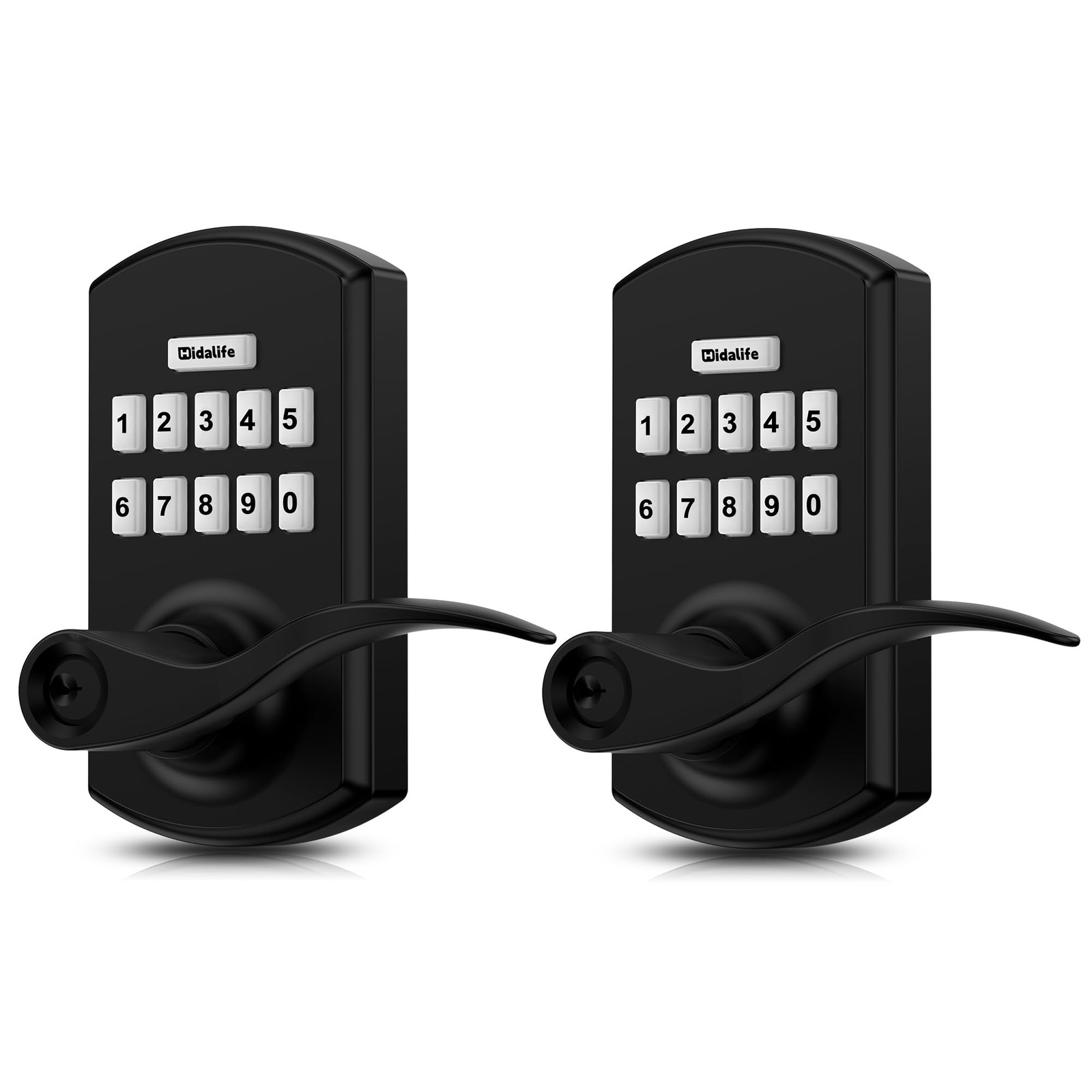 Keypad Door Lock with Handle, Keyless Entry for Front Door, Rekeyable, Manual…