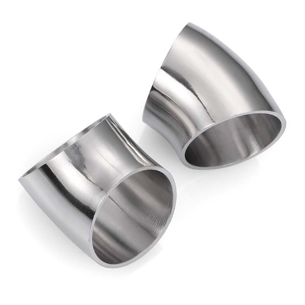 45 Degree Elbow A2/A4 Stainless Steel Sanitary Weld Pipe Fitting OD 12.7-203.2mm