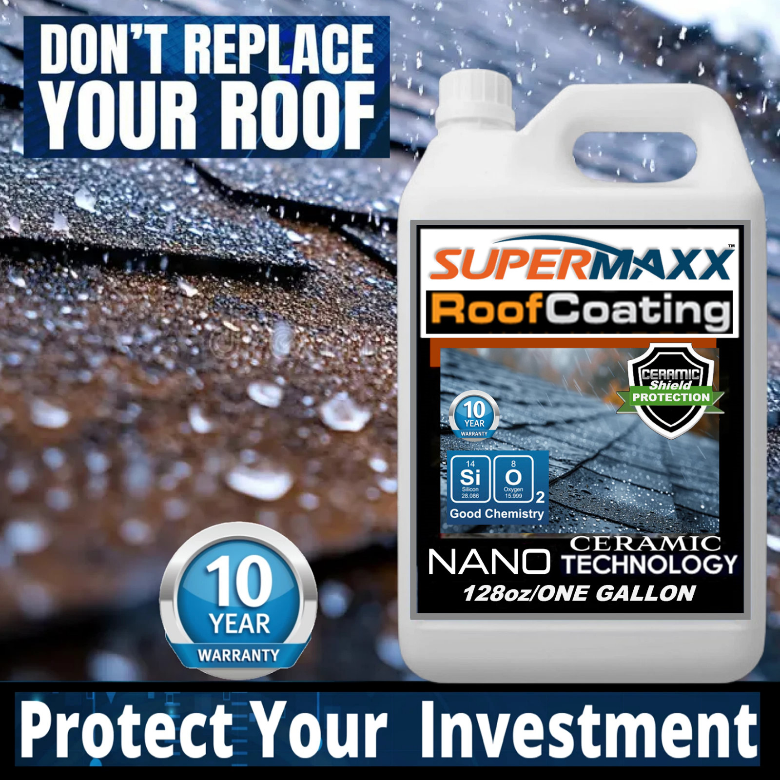 NANO ROOF COATING FOR ASPHALT SHINGLES 10 YEAR STAIN & FADE MOLD RESISTANCE