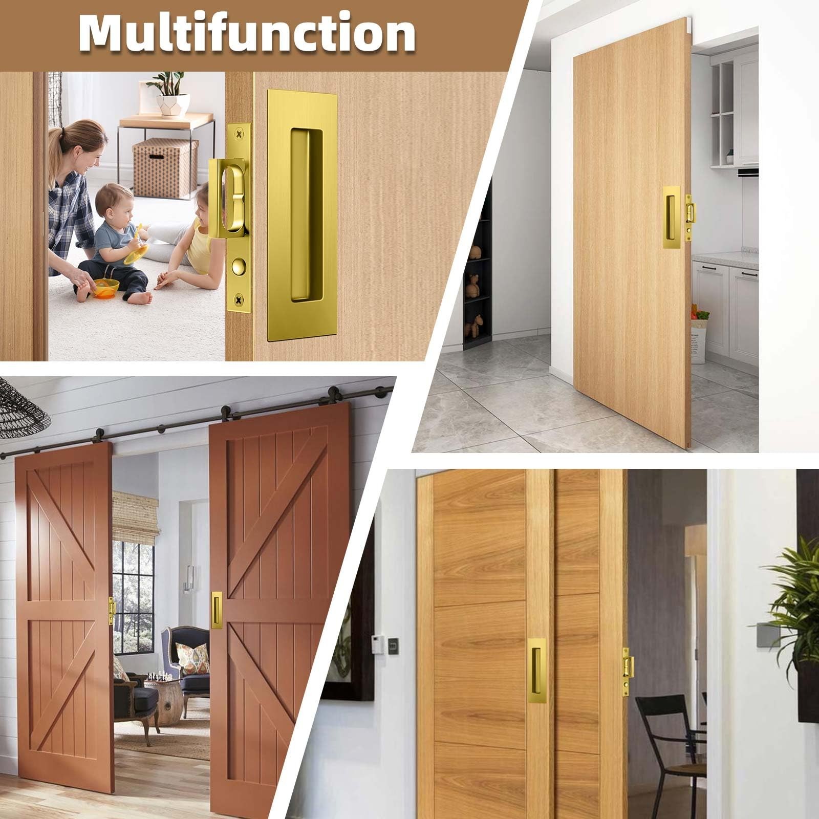 6-Inch Pocket Door Hardware Set – Complete 304 Stainless Steel Kit with Pop-O…